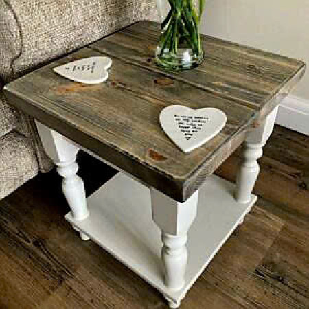 Calandra : Bàn End , Đôn Trang Trí ( Trắng + Xám Khói )